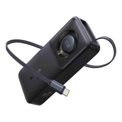 Powerbank Baseus Free2Pull 10000mAh 30W z portem USB-C i rozwijanym kablem USB-C - czarny Powerbank Baseus Free2Pull 10000mAh 30W z portem USB-C i rozwijanym kablem USB-C - czarny