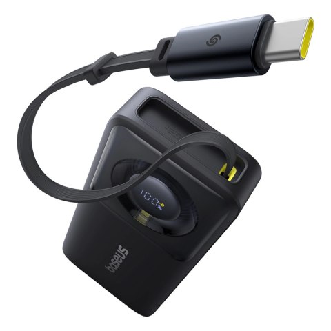 Powerbank Baseus Free2Pull 10000mAh 30W z portem USB-C i rozwijanym kablem USB-C - czarny Powerbank Baseus Free2Pull 10000mAh 30W z portem USB-C i rozwijanym kablem USB-C - czarny