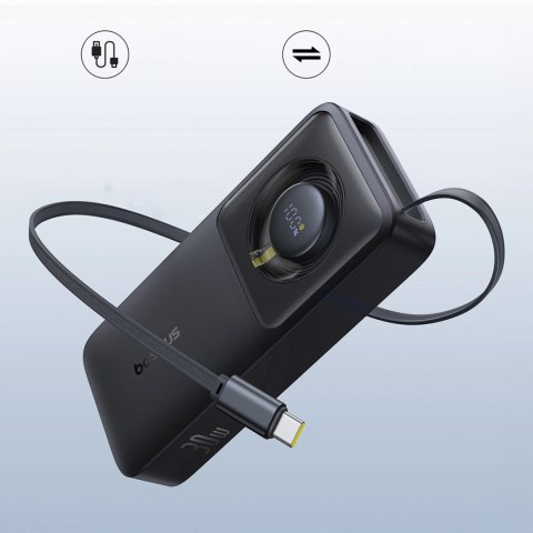 Powerbank Baseus Free2Pull 10000mAh 30W z portem USB-C i rozwijanym kablem USB-C - czarny Powerbank Baseus Free2Pull 10000mAh 30W z portem USB-C i rozwijanym kablem USB-C - czarny