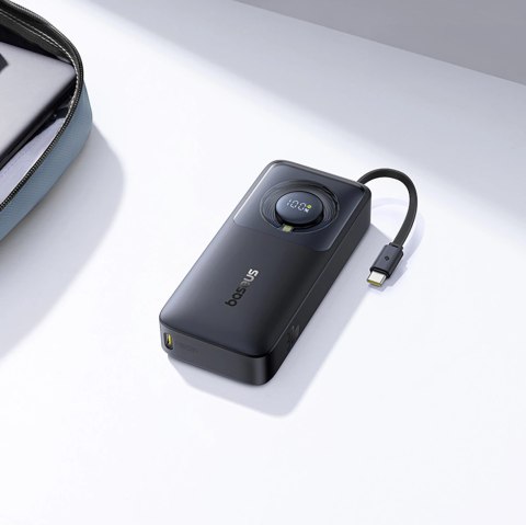 Powerbank Baseus Free2Pull 10000mAh 30W z portem USB-C i rozwijanym kablem USB-C - czarny Powerbank Baseus Free2Pull 10000mAh 30W z portem USB-C i rozwijanym kablem USB-C - czarny