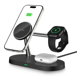 Ładowarka Tech-Protect A12 indukcyjna 3w1 MagSafe na smartfon / słuchawki / smartwatch - czarna