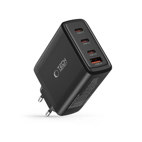 Ładowarka Tech-Protect NC100W-GAN sieciowa GaN 3x USB-C PD 100W / USB-A QC 3.0 - czarna