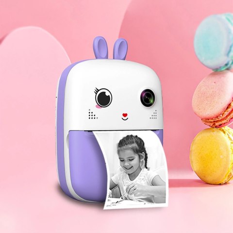 Mini drukarka termiczna dla dzieci z aparatem fotograficznym i kamerą - fioletowa Mini drukarka termiczna dla dzieci z aparatem fotograficznym i kamerą - fioletowa