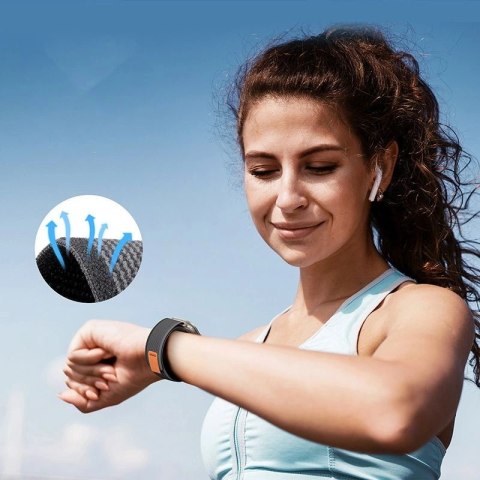 Pasek Tech-Protect Nylon na Samsung Galaxy Watch 4 / 5 / 5 Pro / 6 / 7 / FE - czarno-pomarańczowy