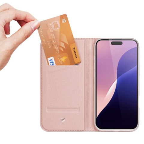Etui Dux Ducis Skin Pro na iPhone 16 Pro Max z klapką i miejscem na kartę - różowe Etui Dux Ducis Skin Pro na iPhone 16 Pro Max z klapką i miejscem na kartę - różowe