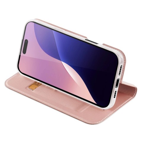 Etui Dux Ducis Skin Pro na iPhone 16 Pro Max z klapką i miejscem na kartę - różowe Etui Dux Ducis Skin Pro na iPhone 16 Pro Max z klapką i miejscem na kartę - różowe