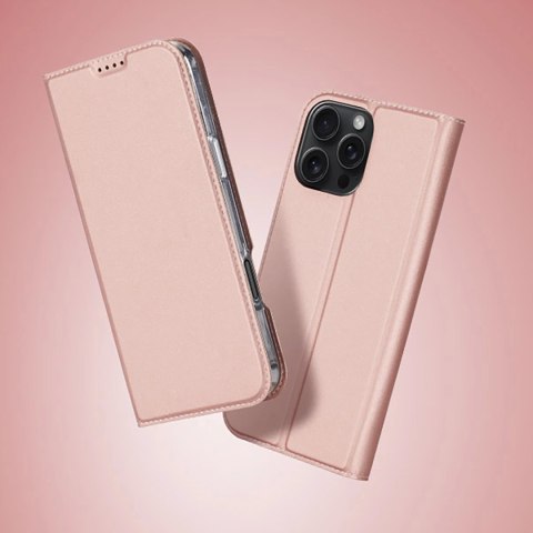 Etui Dux Ducis Skin Pro na iPhone 16 Pro Max z klapką i miejscem na kartę - różowe Etui Dux Ducis Skin Pro na iPhone 16 Pro Max z klapką i miejscem na kartę - różowe