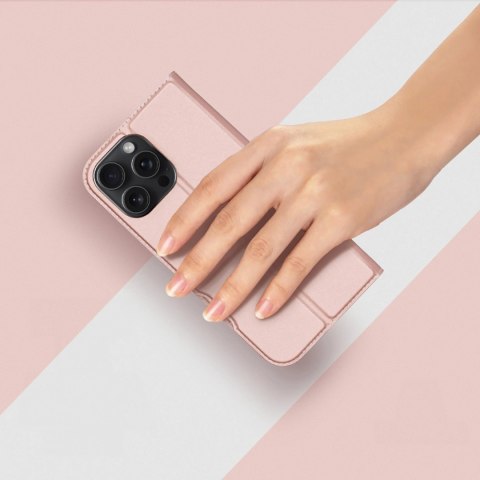 Etui Dux Ducis Skin Pro na iPhone 16 Pro Max z klapką i miejscem na kartę - różowe Etui Dux Ducis Skin Pro na iPhone 16 Pro Max z klapką i miejscem na kartę - różowe