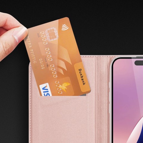 Etui Dux Ducis Skin Pro na iPhone 16 Pro Max z klapką i miejscem na kartę - różowe Etui Dux Ducis Skin Pro na iPhone 16 Pro Max z klapką i miejscem na kartę - różowe