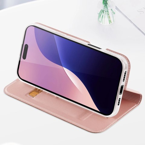 Etui Dux Ducis Skin Pro na iPhone 16 Pro Max z klapką i miejscem na kartę - różowe Etui Dux Ducis Skin Pro na iPhone 16 Pro Max z klapką i miejscem na kartę - różowe