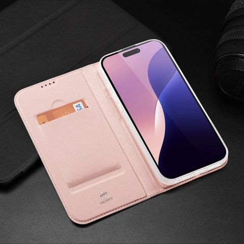 Etui Dux Ducis Skin Pro na iPhone 16 Pro Max z klapką i miejscem na kartę - różowe Etui Dux Ducis Skin Pro na iPhone 16 Pro Max z klapką i miejscem na kartę - różowe