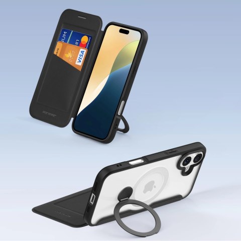Etui Dux Ducis Skin X Pro na iPhone 16 z MagSafe, klapką i podstawką - czarne Etui Dux Ducis Skin X Pro na iPhone 16 z MagSafe, klapką i podstawką - czarne