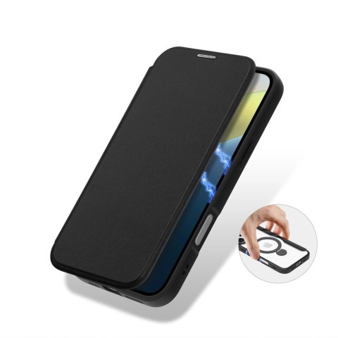 Etui Dux Ducis Skin X Pro na iPhone 16 z MagSafe, klapką i podstawką - czarne Etui Dux Ducis Skin X Pro na iPhone 16 z MagSafe, klapką i podstawką - czarne