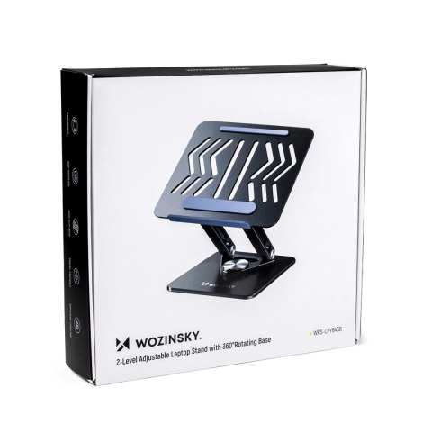 Podstawka pod laptopa, tablet Wozinsky WRS-CPY84SB 360 aluminiowa + Gratis! podstawka do smartfona - czarna Podstawka pod laptopa, tablet Wozinsky WRS-CPY84SB 360 aluminiowa + Gratis! podstawka do smartfona - czarna