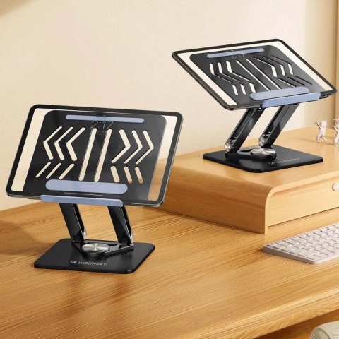 Podstawka pod laptopa, tablet Wozinsky WRS-CPY84SB 360 aluminiowa + Gratis! podstawka do smartfona - czarna Podstawka pod laptopa, tablet Wozinsky WRS-CPY84SB 360 aluminiowa + Gratis! podstawka do smartfona - czarna
