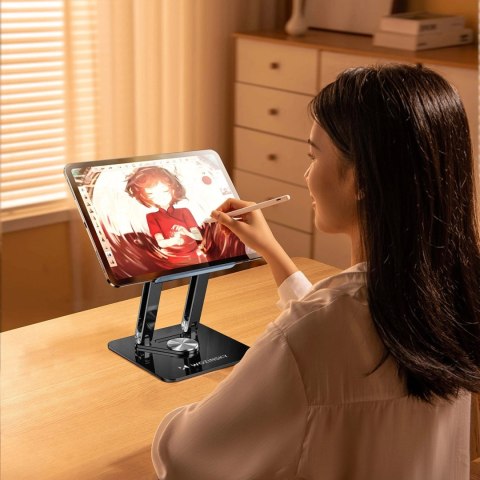 Podstawka pod laptopa, tablet Wozinsky WRS-CPY84SB 360 aluminiowa + Gratis! podstawka do smartfona - czarna Podstawka pod laptopa, tablet Wozinsky WRS-CPY84SB 360 aluminiowa + Gratis! podstawka do smartfona - czarna