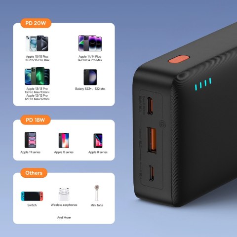 Powerbank Baseus Airpow 20W 20000mAh z kablem Baseus Simple Series USB-A - USB-C 50cm - czarny