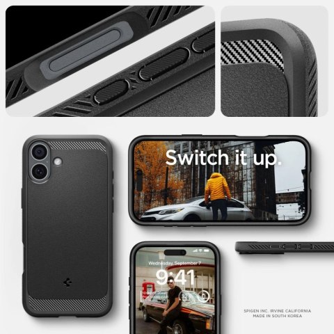 Etui Spigen Rugged Armor MagSafe do iPhone 16 - czarne Etui Spigen Rugged Armor MagSafe do iPhone 16 - czarne
