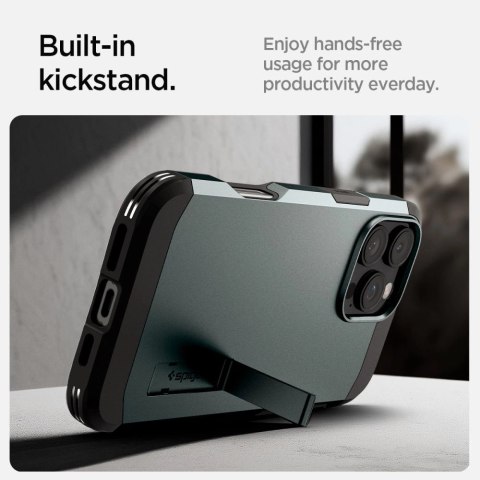 Etui Spigen Tough Armor MagSafe z podstawką na iPhone 16 Pro - zielone Etui Spigen Tough Armor MagSafe z podstawką na iPhone 16 Pro - zielone
