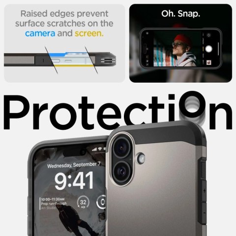 Etui Spigen Tough Armor MagSafe z podstawką na iPhone 16 - gunmetal Etui Spigen Tough Armor MagSafe z podstawką na iPhone 16 - gunmetal