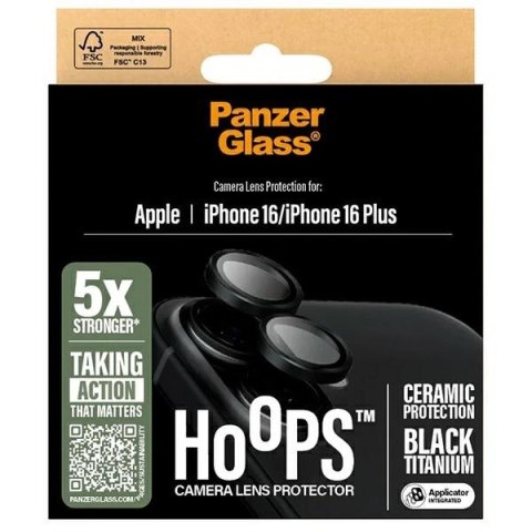Szkło hartowane PanzerGlass Hoops Ceramic Lens Protector na aparat do iPhone 16 / 16 Plus Szkło hartowane PanzerGlass Hoops Ceramic Lens Protector na aparat do iPhone 16 / 16 Plus