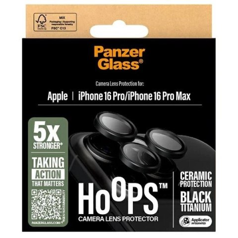 Szkło hartowane PanzerGlass Hoops Ceramic Lens Protector na aparat do iPhone 16 Pro / 16 Pro Max Szkło hartowane PanzerGlass Hoops Ceramic Lens Protector na aparat do iPhone 16 Pro / 16 Pro Max