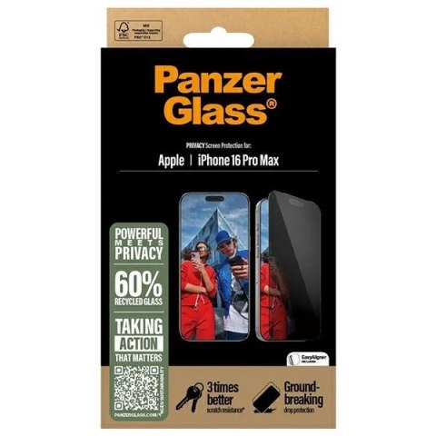 Szkło hartowane PanzerGlass Privacy Screen Protector Ultra-Wide Fit na iPhone 16 Pro Max Szkło hartowane PanzerGlass Privacy Screen Protector Ultra-Wide Fit na iPhone 16 Pro Max