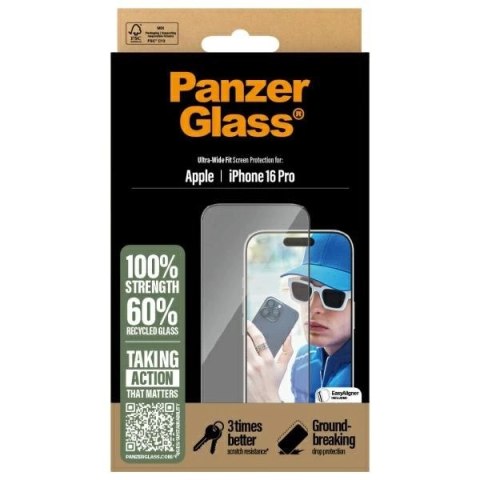 Szkło hartowane PanzerGlass Screen Protector Ultra-Wide Fit na iPhone 16 Pro Szkło hartowane PanzerGlass Screen Protector Ultra-Wide Fit na iPhone 16 Pro