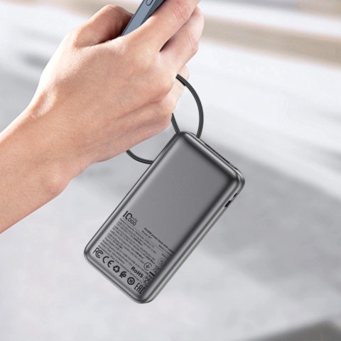 Powerbank Acefast M7-10000 PD30W z wbudowanym kablem - czarny Powerbank Acefast M7-10000 PD30W z wbudowanym kablem - czarny