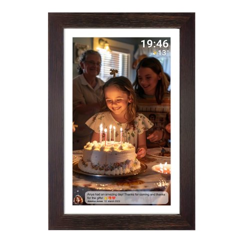Ramka cyfrowa 15.6" Denver Frameo PFF-1543DW - brązowa