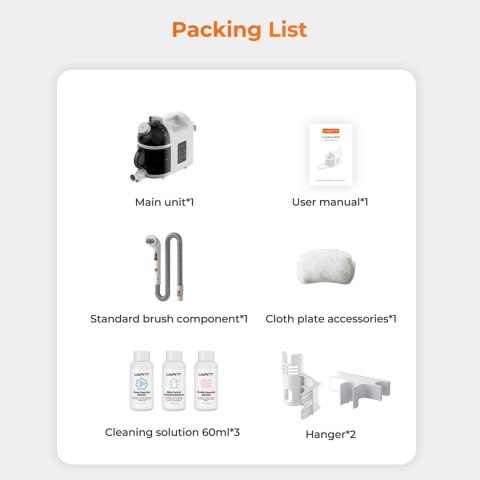 Odkurzacz piorący UWANT B200 12000Pa 1900W z funkcją czyszczenia parowego Deep Cleaning - biały