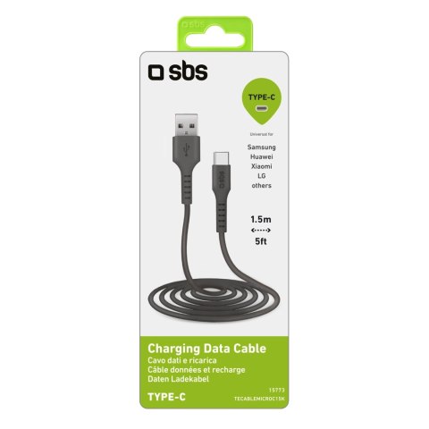 Kabel SBS TECABLEMICROC15K USB-A - USB-C 1,5m - czarny