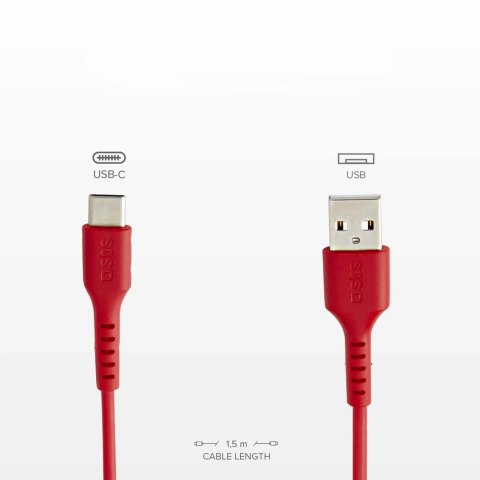 Kabel SBS TECABLEMICROC15R USB-A - USB-C 1,5 m - czerwony Kabel SBS TECABLEMICROC15R USB-A - USB-C 1,5 m - czerwony