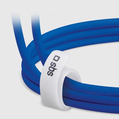 Kabel SBS TECABLETISSUETCCB USB-C - USB-C 1,5m 60W w oplocie - niebieski