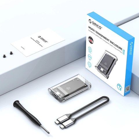 Kieszeń dyskowa Orico TC10-MS MSATA USB-C 3.2 5Gb/s - przezroczysta Kieszeń dyskowa Orico TC10-MS MSATA USB-C 3.2 5Gb/s - przezroczysta