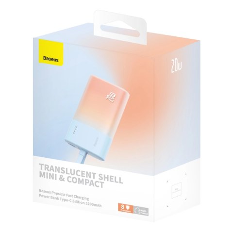 Powerbank Baseus Popsicle 5200mAh 20W z wbudowanym kablem Lightning (+ biały kabel Baseus Simple USB-C - USB-C 60W/20V/3A/30cm) Powerbank Baseus Popsicle 5200mAh 20W z wbudowanym kablem Lightning (+ biały kabel Baseus Simple USB-C - USB-C 60W/20V/3A/30cm)