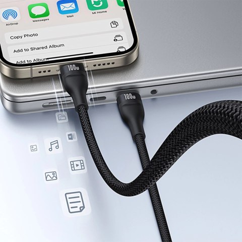 Kabel 3w1 Baseus Flash Series 3 100W USB-C - USB-C+USB-C+Lightning 1,5m + 3 x 0,25 m - czarny