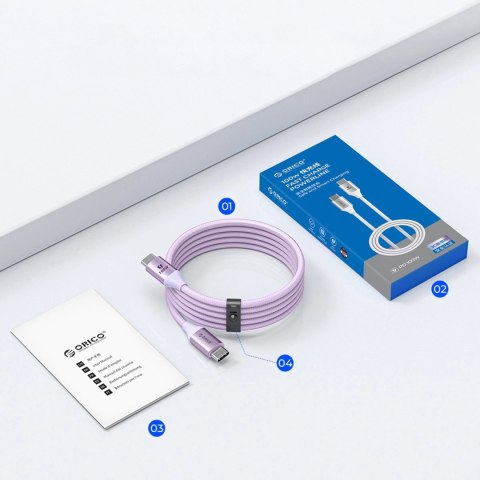 Kabel Orico CDX 100W 5A Power Delivery USB-C - USB-C 1m - fioletowy Kabel Orico CDX 100W 5A Power Delivery USB-C - USB-C 1m - fioletowy