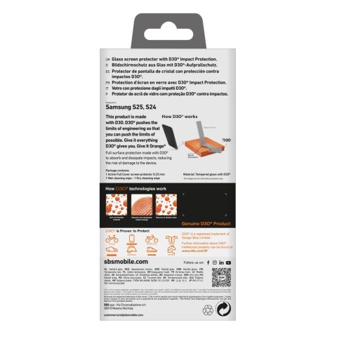 Szkło hartowane SBS Tempered Glass D3O z ramką do Samsung Galaxy S25+ / S24+