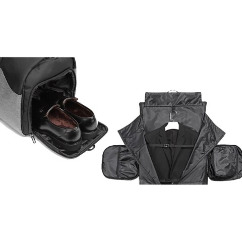 Torba podróżna Wozinsky Premium na garnitur z kieszenią na mokre rzeczy (45 l) - czarna Torba podróżna Wozinsky Premium na garnitur z kieszenią na mokre rzeczy (45 l) - czarna