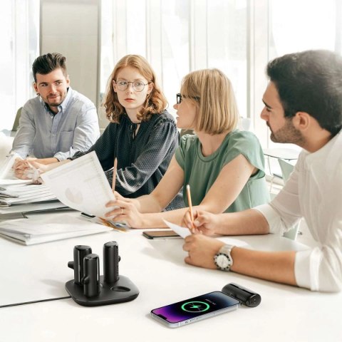 Zestaw 4 powerbanków Veger W007CK 5000mAh (2x Lightning + 2x USB-C) ze stacją ładującą - czarny
