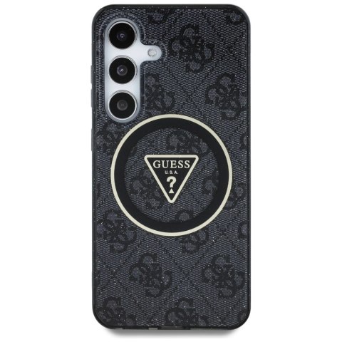 Etui Guess 4G Glitter Triangle Buttons MagSafe do Samsung Galaxy S25 czarny