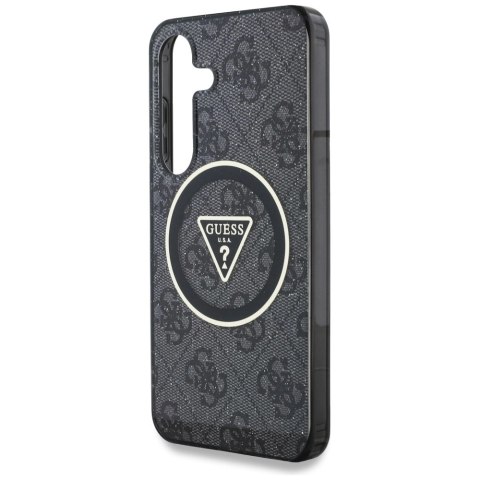 Etui Guess 4G Glitter Triangle Buttons MagSafe do Samsung Galaxy S25 czarny