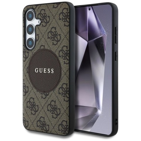 Etui Guess 4G Round Patch Classic Logo MagSafe do Samsung Galaxy S25 Plus brązowy