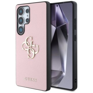 Etui Guess Grained Big 4G Logo Small Classic Logo do Samsung Galaxy S25 Ultra różowy