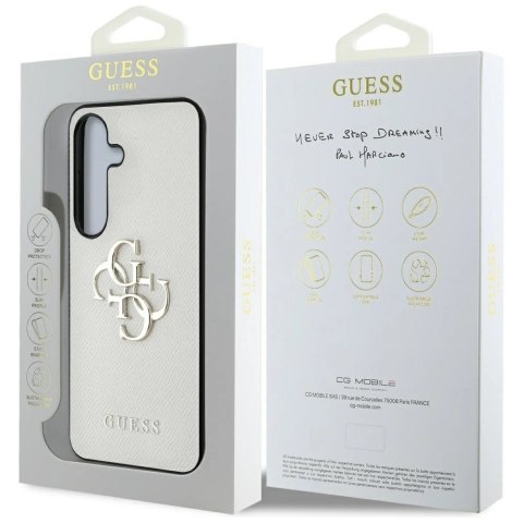 Etui Guess Grained Big 4G Logo Small Classic Logo do Samsung Galaxy S25 beżowy
