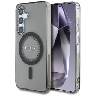 Etui Guess Rhinestones Printed Classic Logo MagSafe Samsung Galaxy S25 czarny