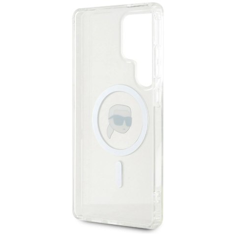 Etui Karl Lagerfeld Button Karl Head Printed Logo MagSafe Samsung Galaxy S25 Ultra biały