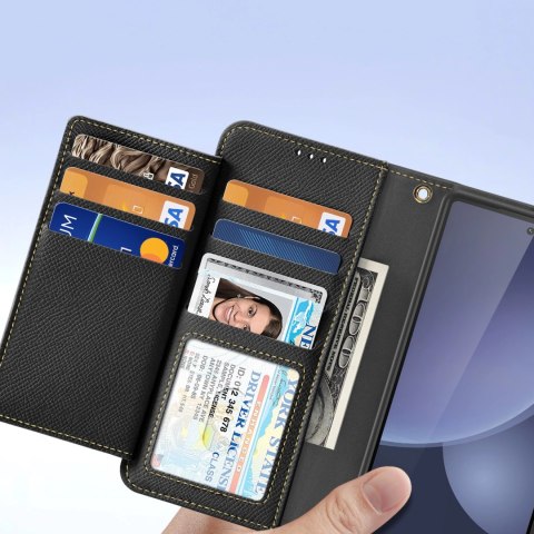 Etui skórzane Dux Ducis Lawa na Samsung Galaxy S25 Ultra z odłączanym portfelem magnetycznym - czarne Etui skórzane Dux Ducis Lawa na Samsung Galaxy S25 Ultra z odłączanym portfelem magnetycznym - czarne