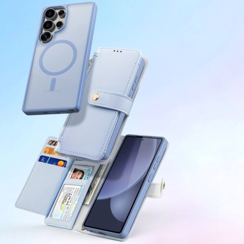 Etui skórzane Dux Ducis Lawa na Samsung Galaxy S25 Ultra z odłączanym portfelem magnetycznym - niebieskie Etui skórzane Dux Ducis Lawa na Samsung Galaxy S25 Ultra z odłączanym portfelem magnetycznym - niebieskie
